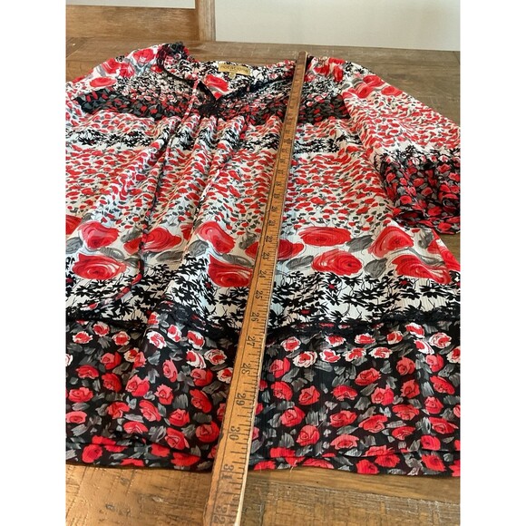 Notations Women’s Plus Red Top Blouse 2XL Boho Tunic Multicolor Peasant Shirt - Picture 7 of 9
